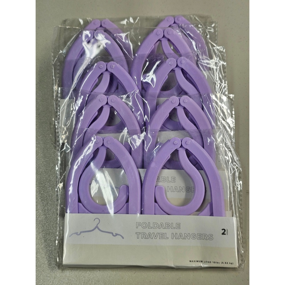 Made For Retail Purple Foldable Travel Hangers 10 Pack 5 Sets of 2 Portable New